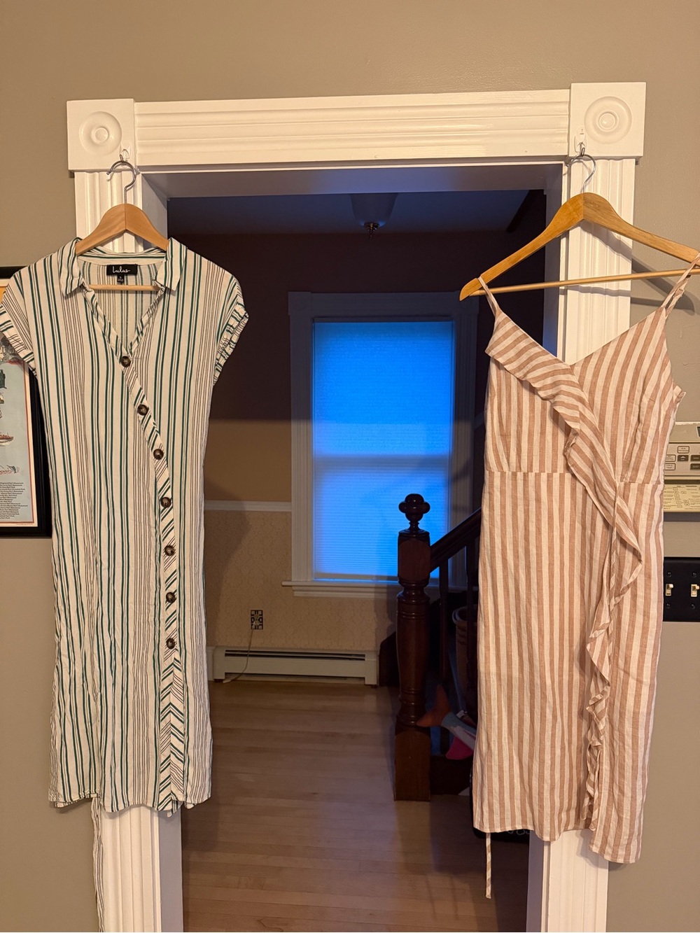 Lulu's Pink and White Striped Ruffle Midi Dress